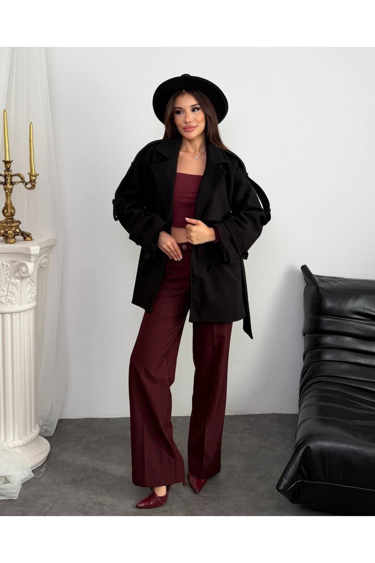 APOLET KUŞAK DETALI KAŞE KABAN