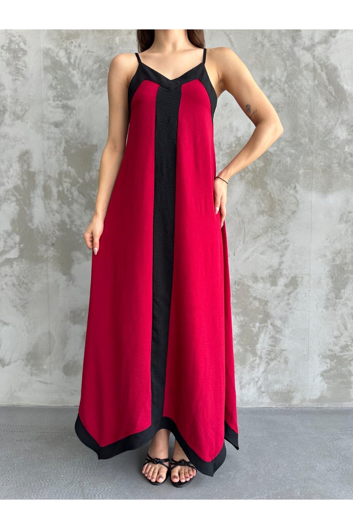Askılı Maxi Boy Elbise
