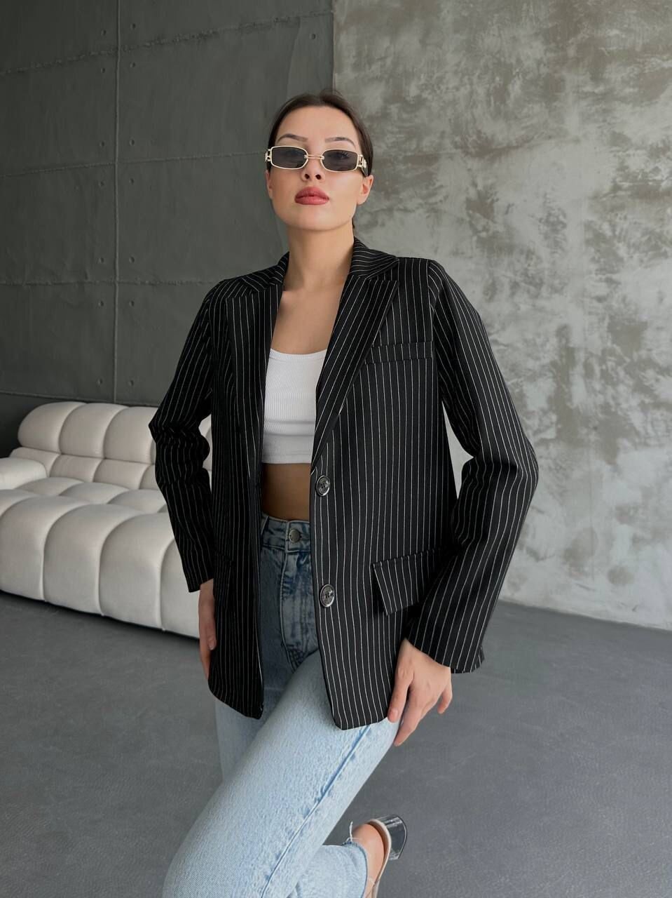 Çizgi Desenli Ceket