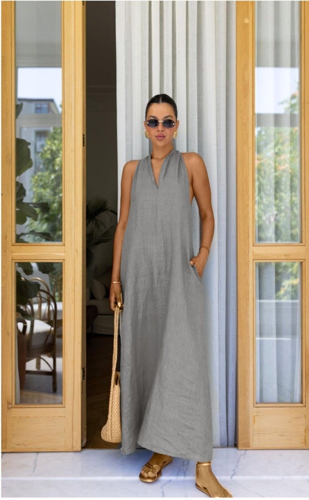 V Yaka Paraşüt Elbise