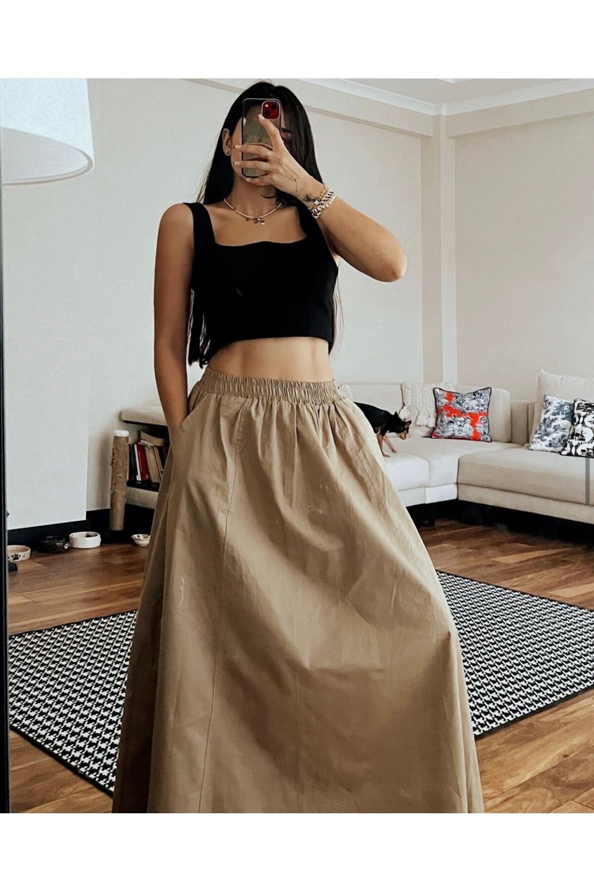 Elastik Belli Midi Etek