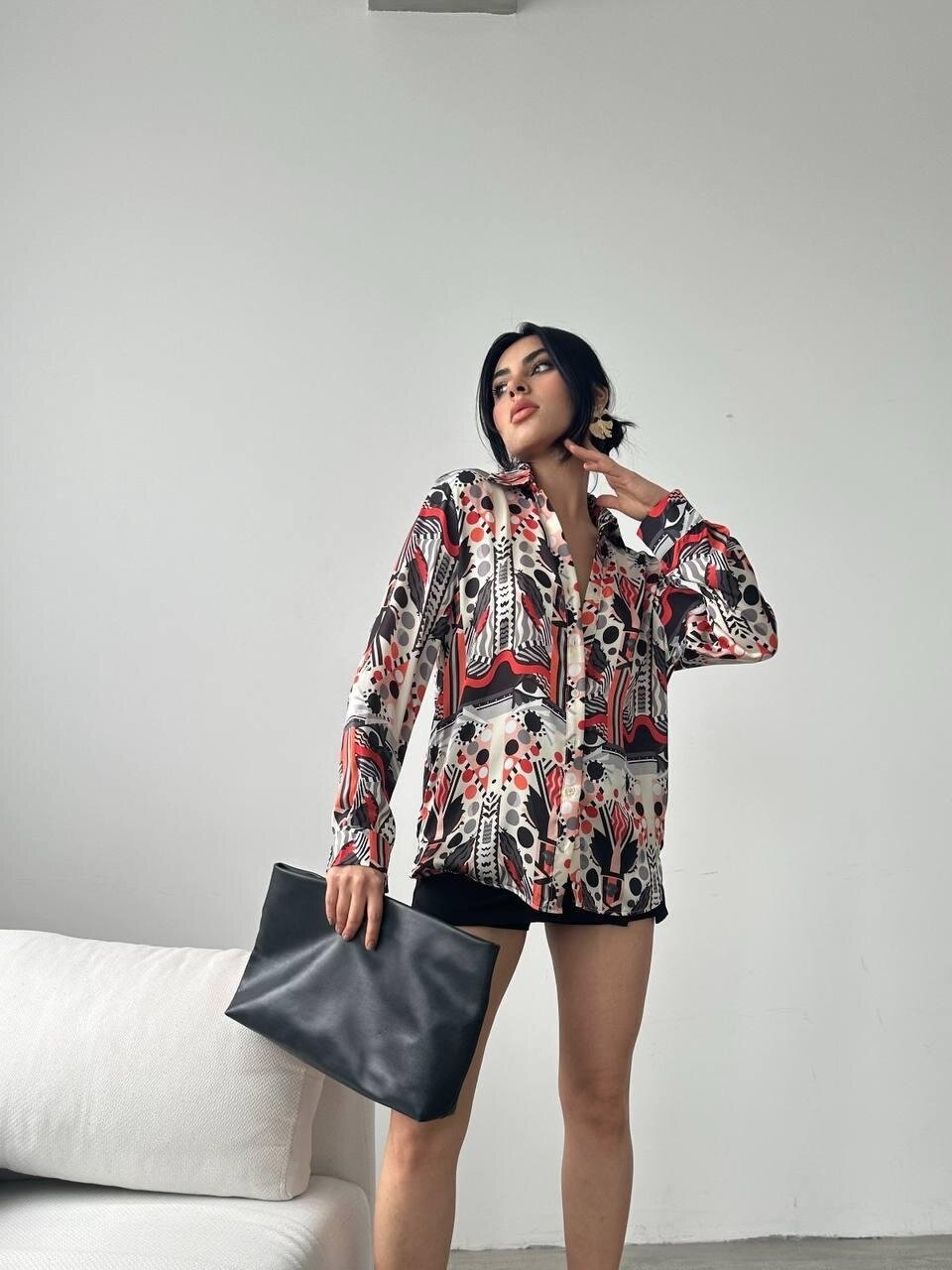 Desenli Oversize Gömlek