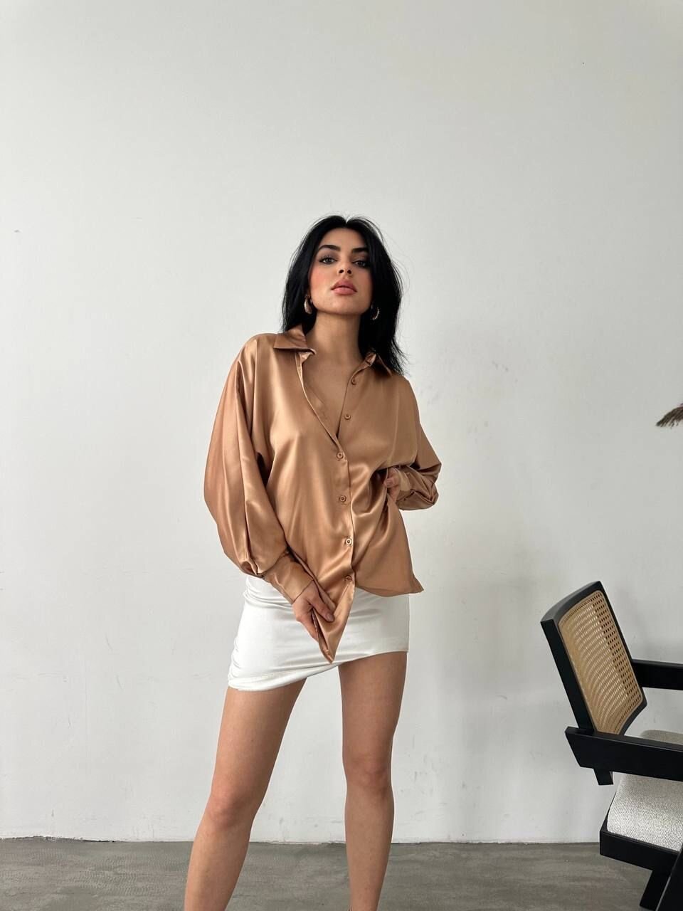 Dökümlü Saten Gömlek