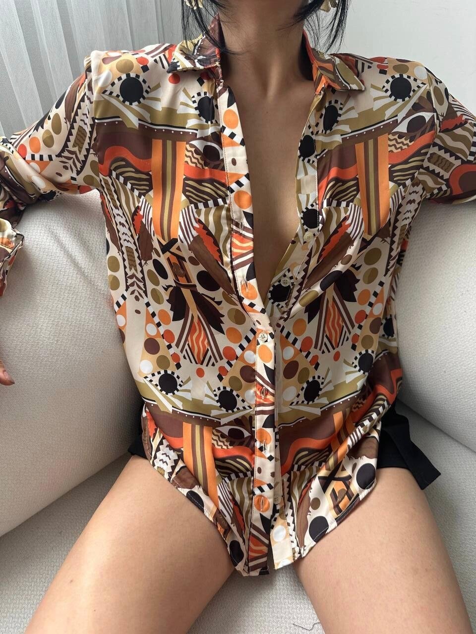 Desenli Oversize Gömlek