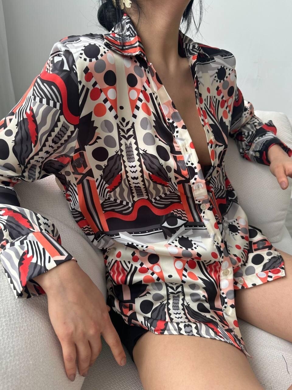 Desenli Oversize Gömlek