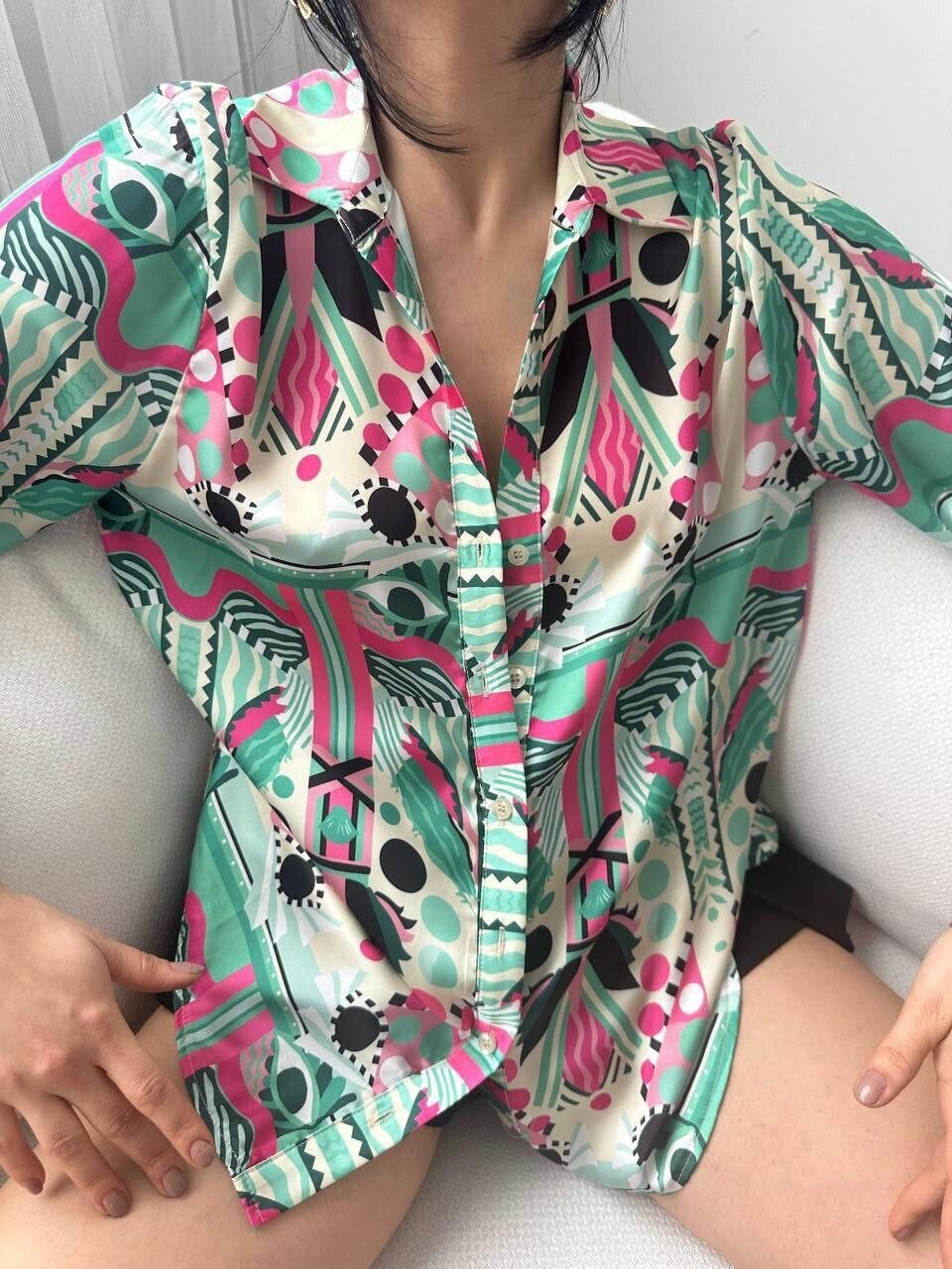 Desenli Oversize Gömlek