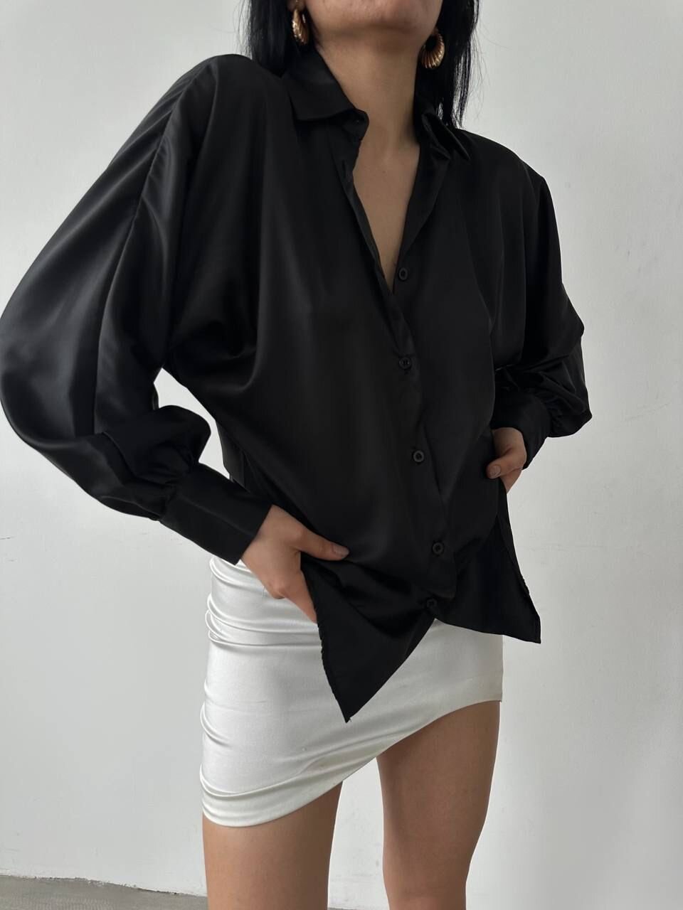 Dökümlü Saten Gömlek