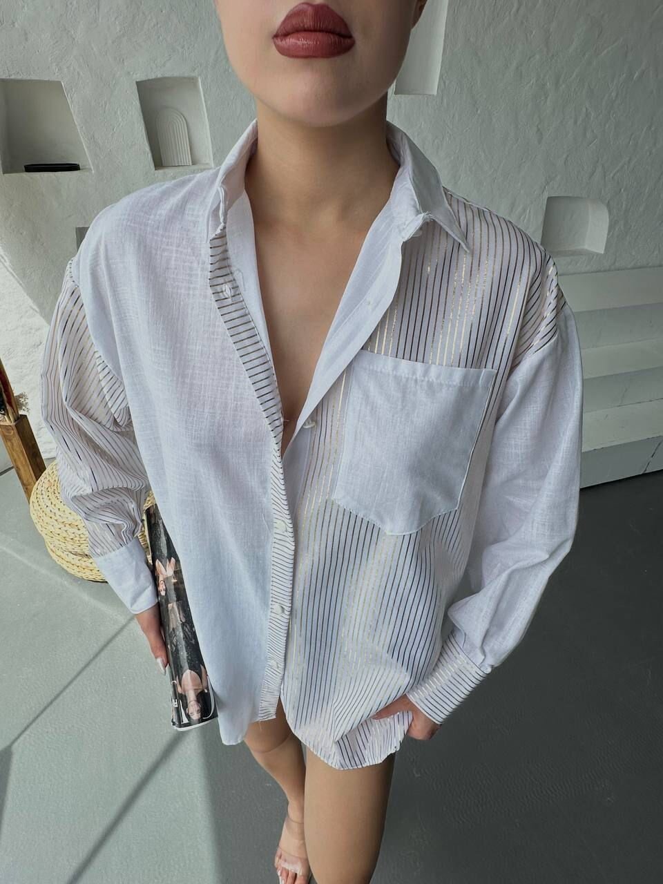 Oversize Çizgili Gömlek
