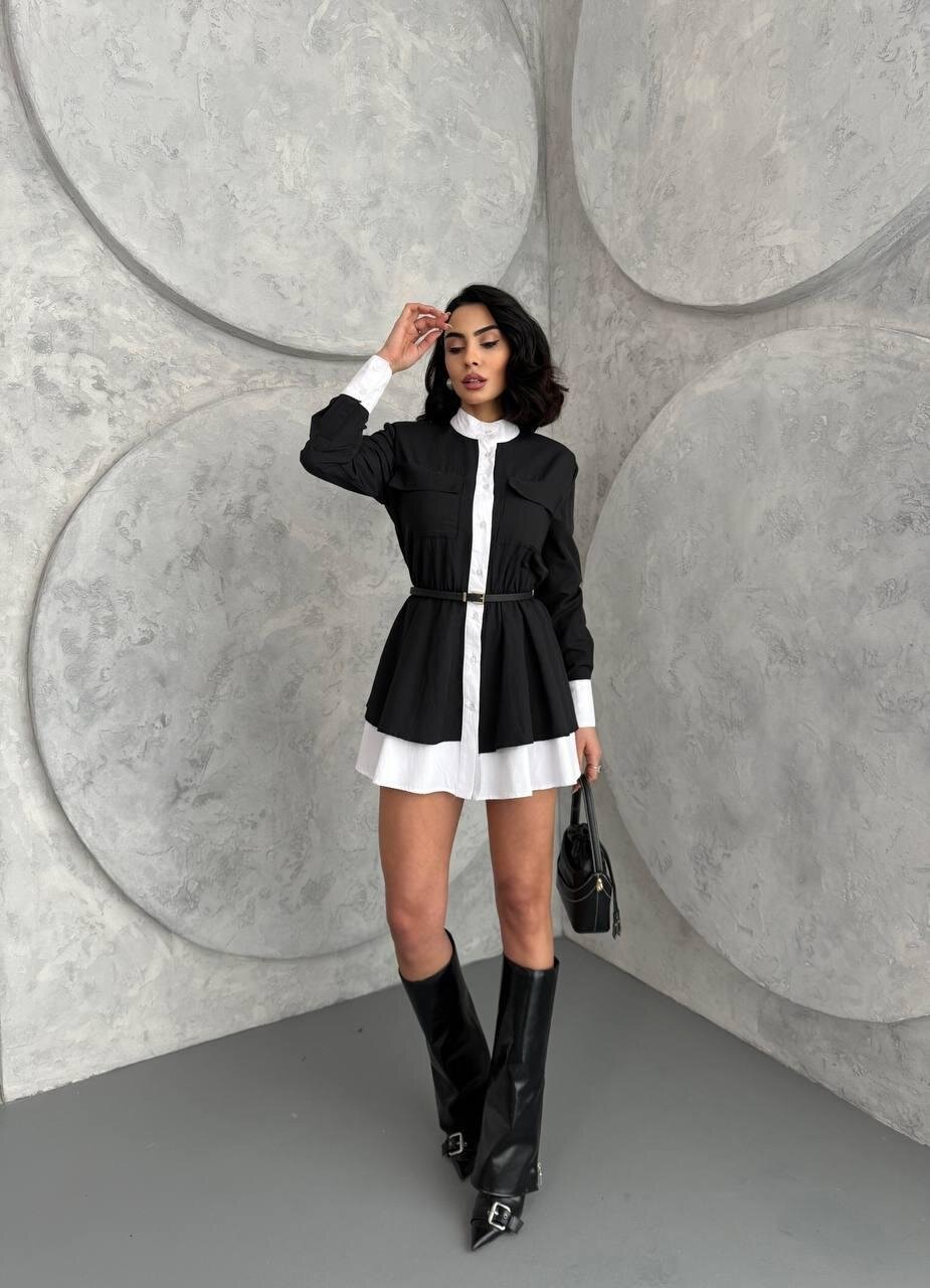 Kemer Detaylı Gömlek Elbise