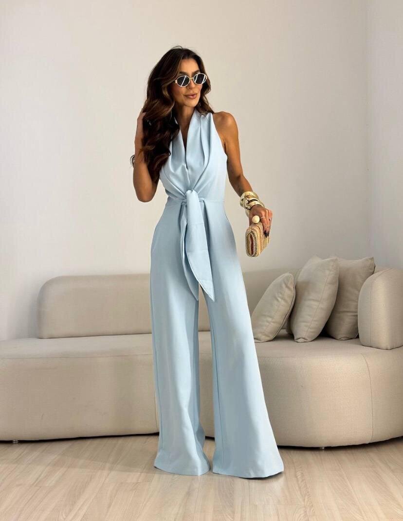 KUŞAK DETAYLI KISA KOLLU TULUM