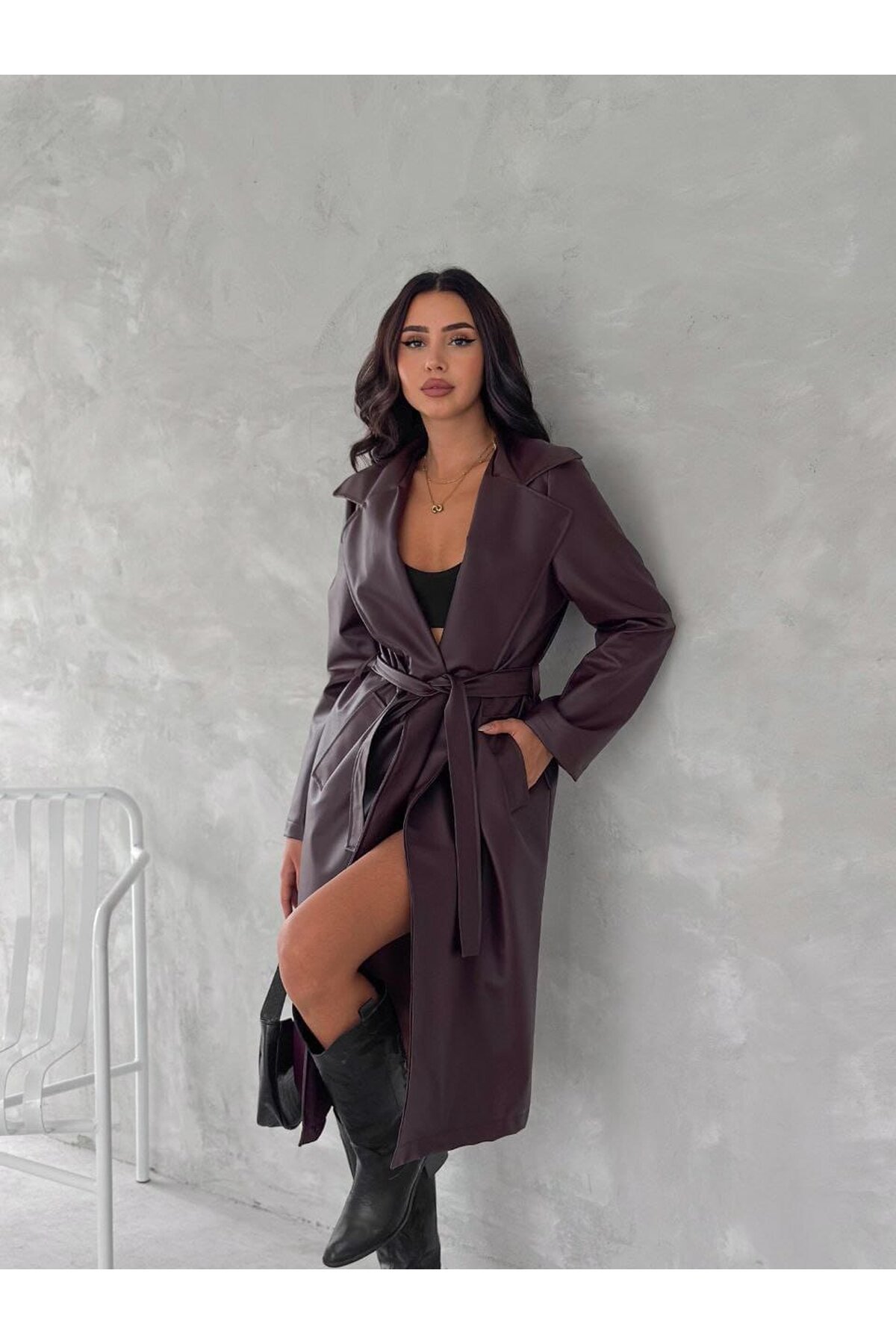 MİDİ BOY DERİ İÇİ ASTARLI TRENÇKOT