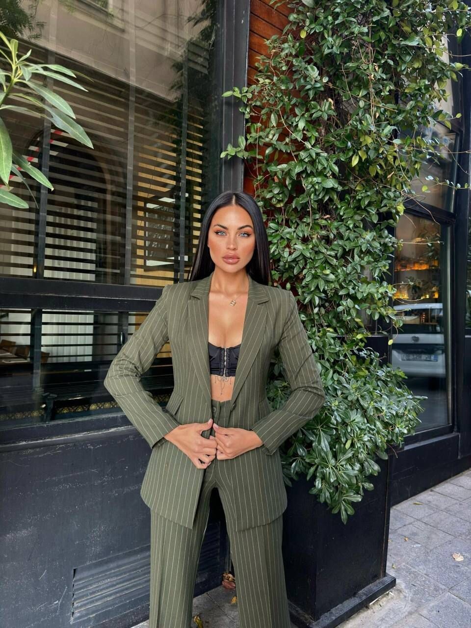 Çizgili Ceket & Pantolon İkili Takım