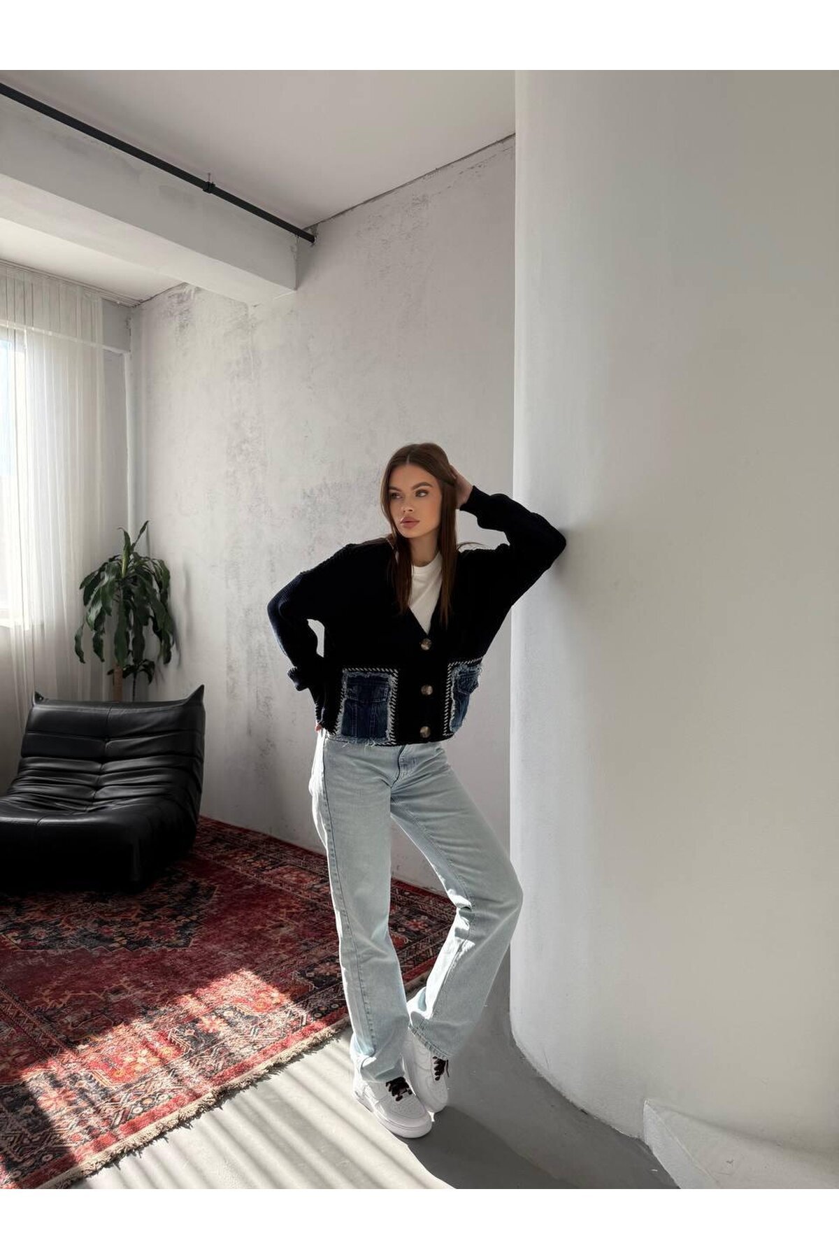 TRİKO DENİM CEPLİ HIRKA