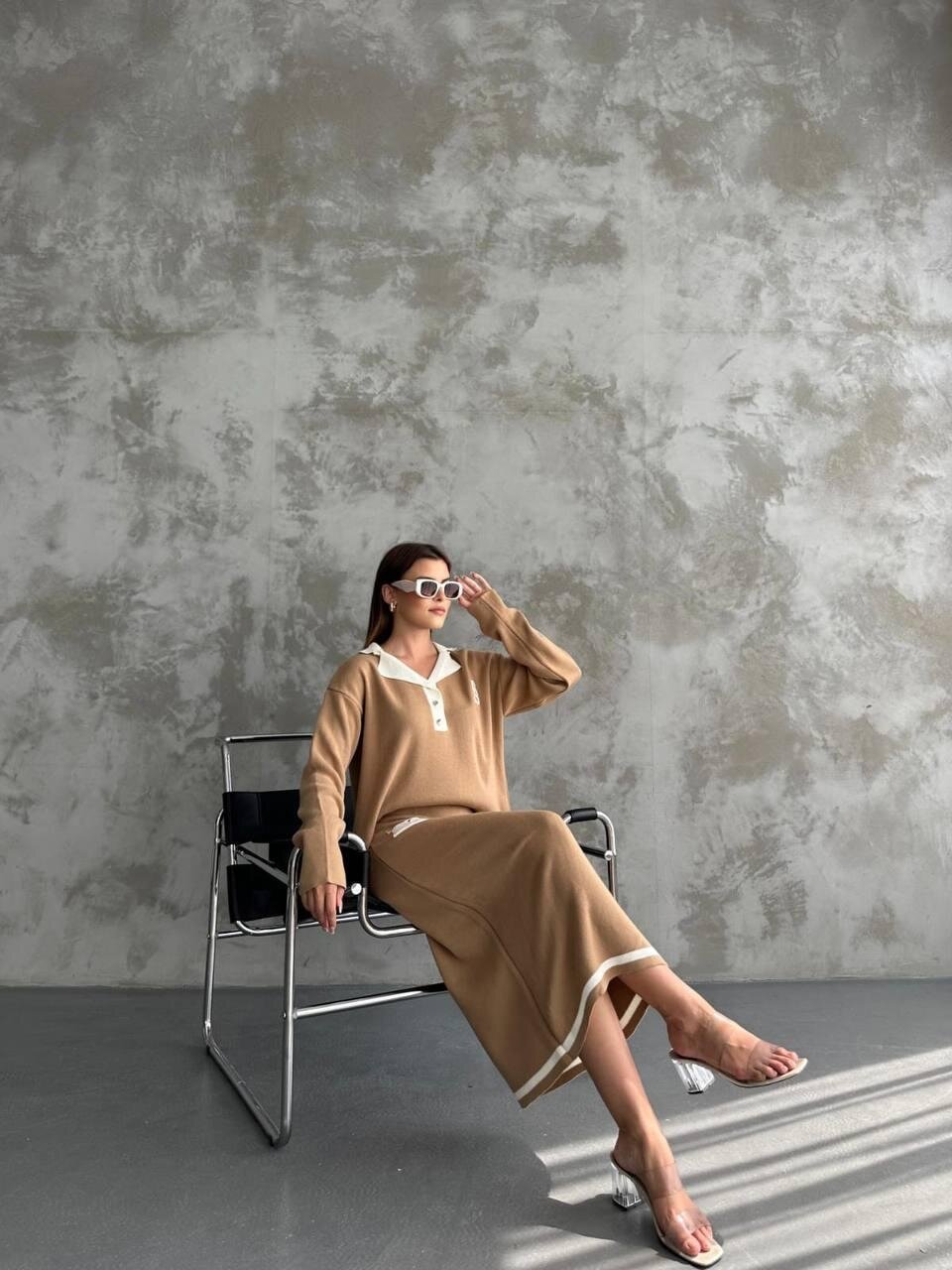 Biye Detaylı Bluz Etek İkili Takım