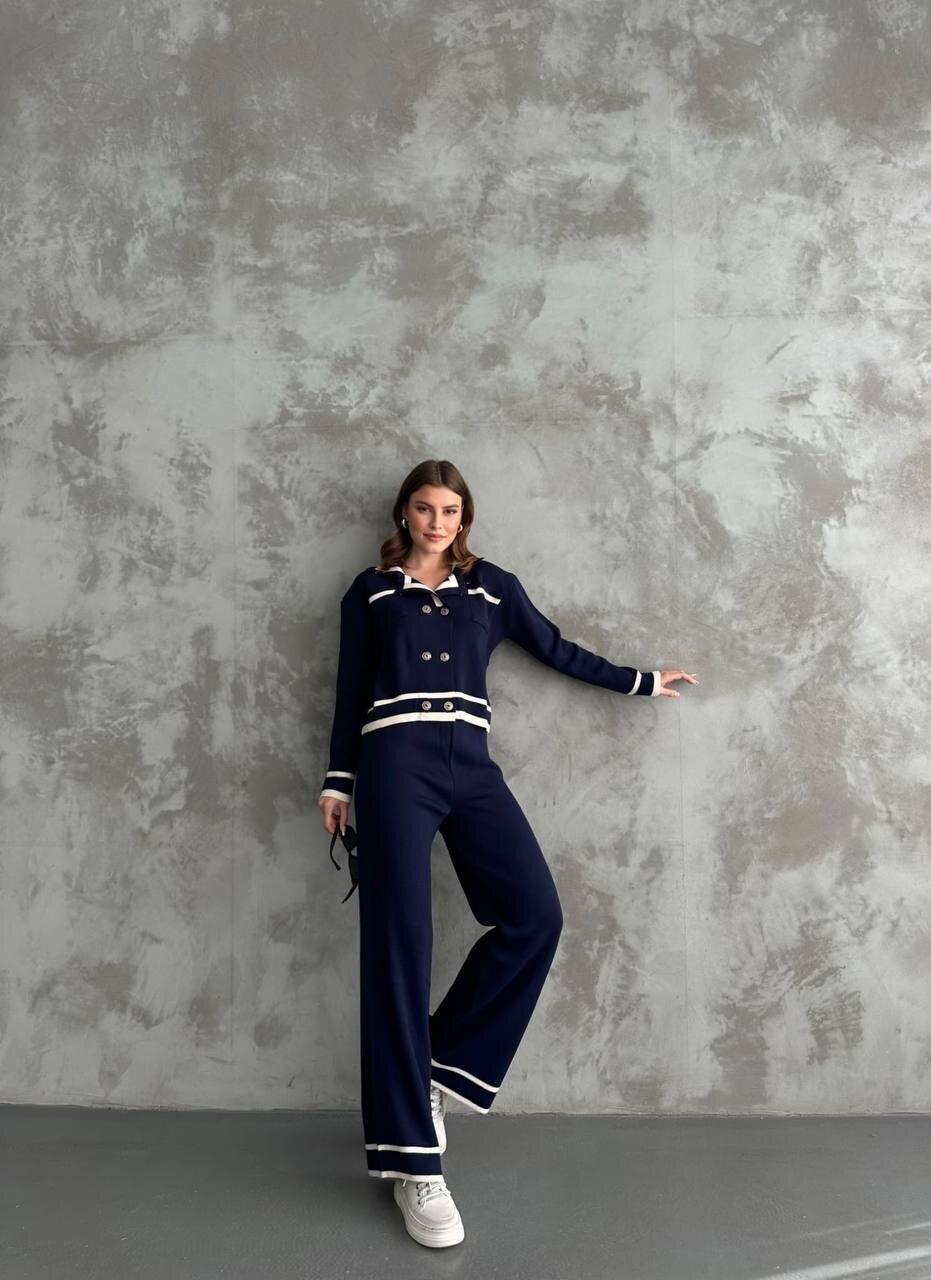 Şerit Detaylı Hırka Pantolon İkili Takım