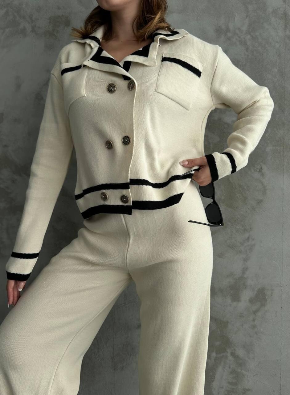 Şerit Detaylı Hırka Pantolon İkili Takım