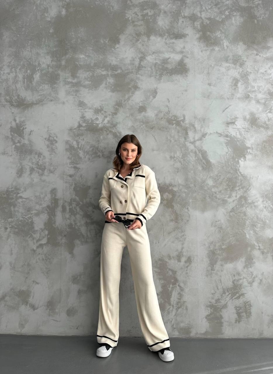 Şerit Detaylı Hırka Pantolon İkili Takım