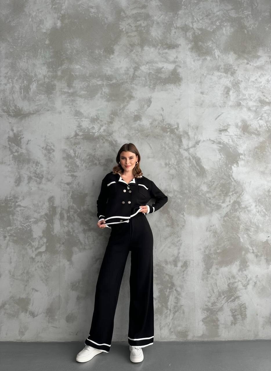 Şerit Detaylı Hırka Pantolon İkili Takım