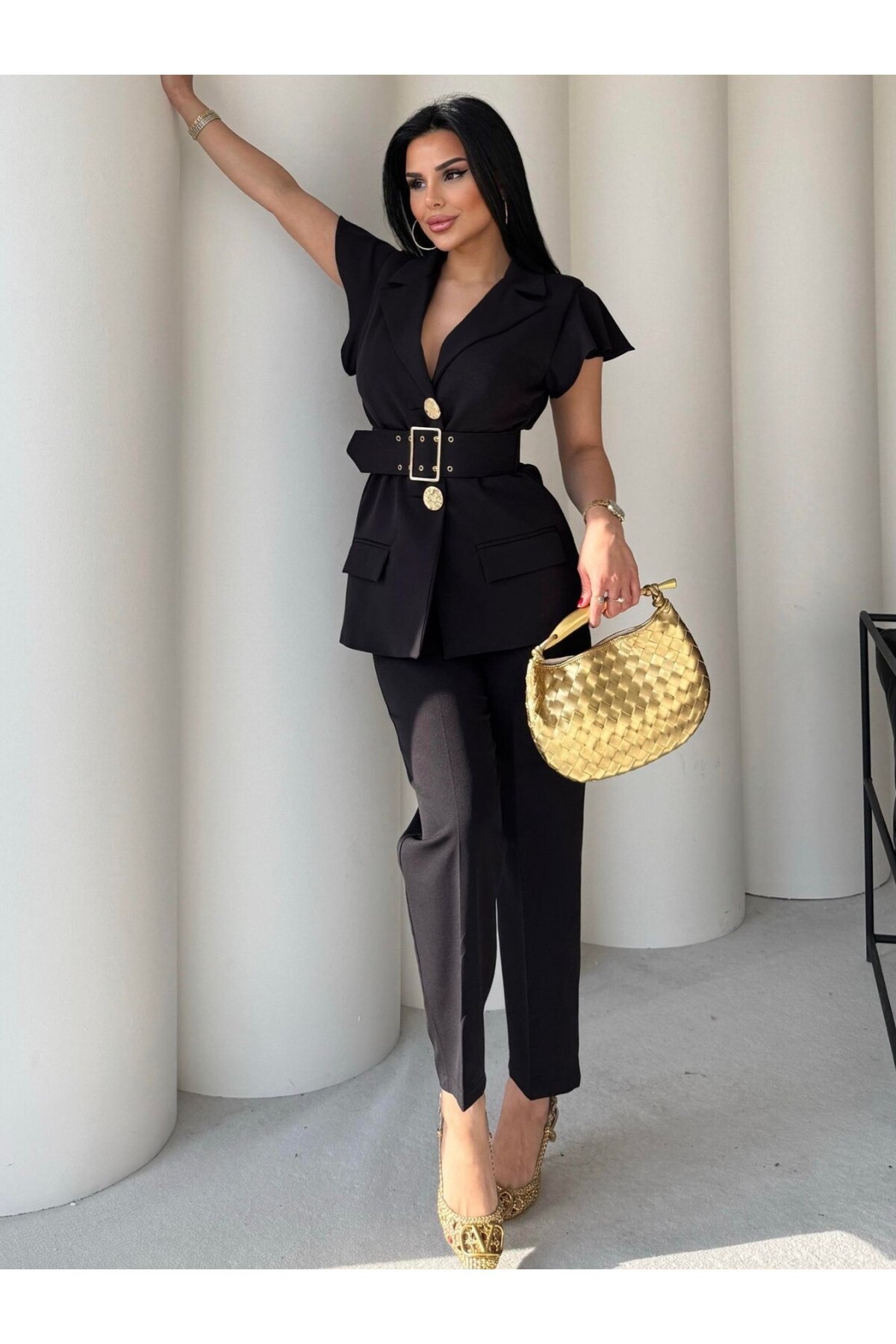 Vatkalı Yelek Pantolon İkili Takım