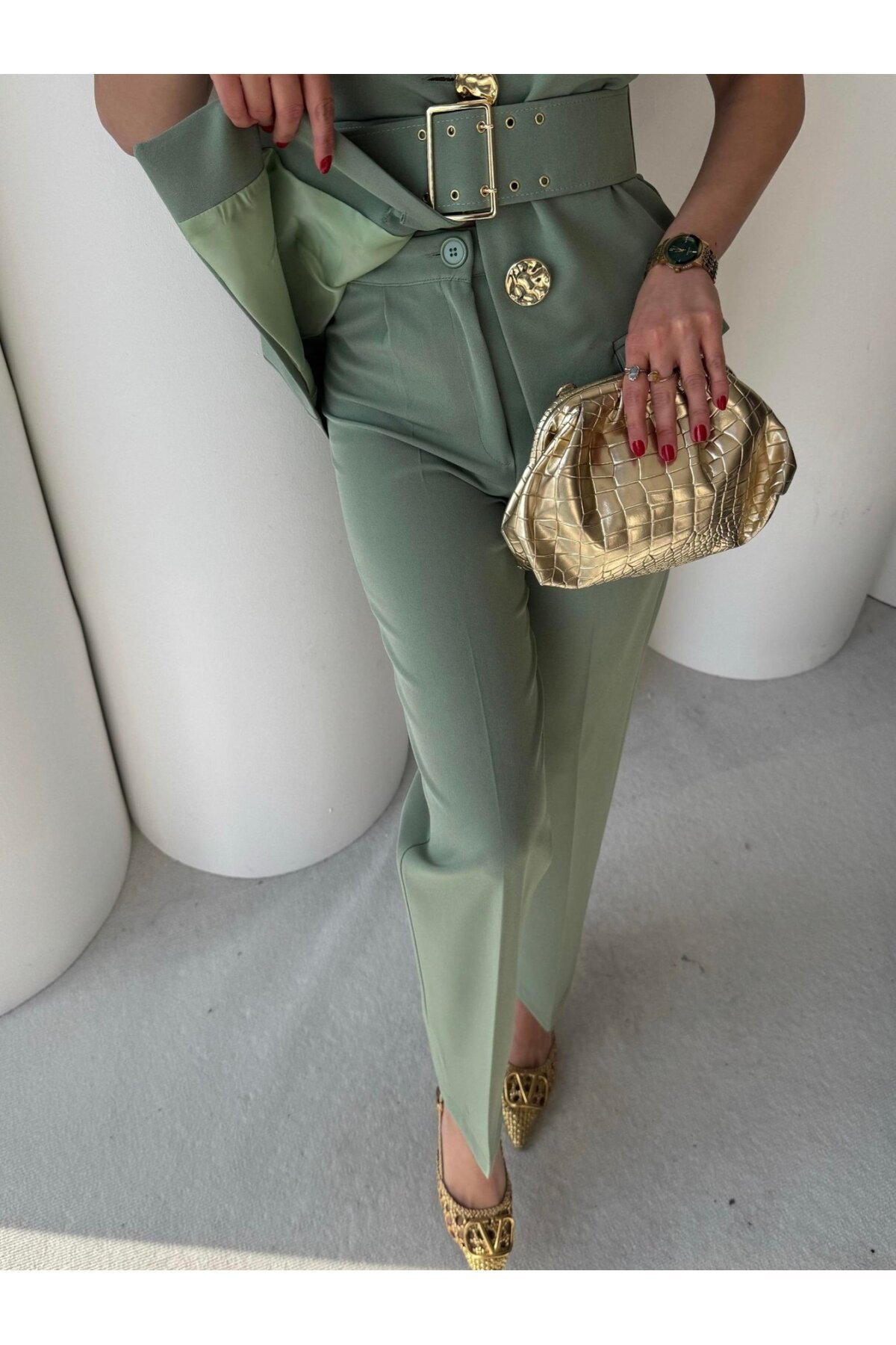 Vatkalı Yelek Pantolon İkili Takım