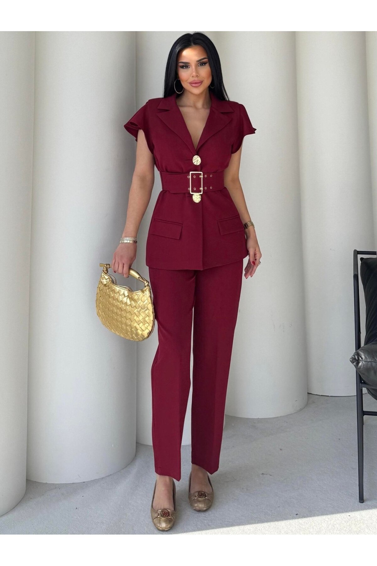 Vatkalı Yelek Pantolon İkili Takım