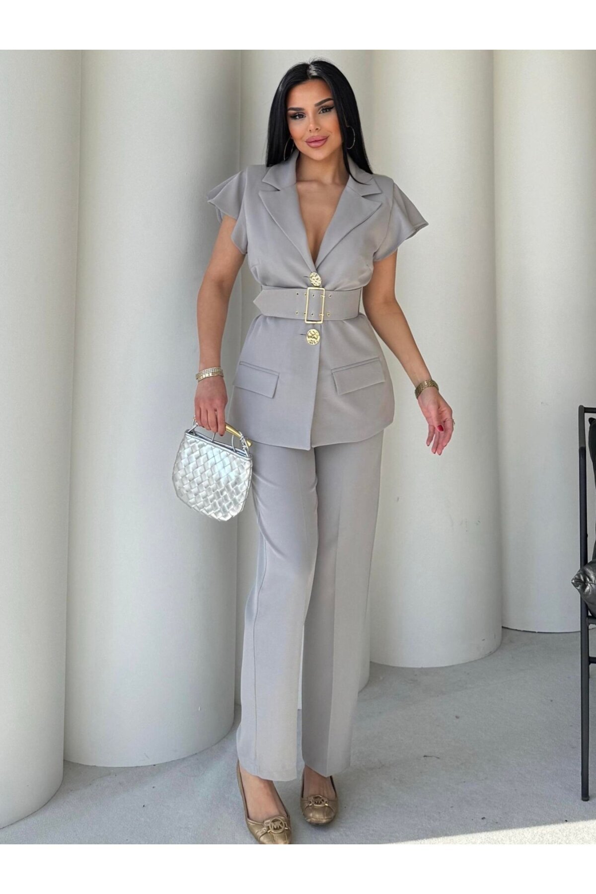 Vatkalı Yelek Pantolon İkili Takım