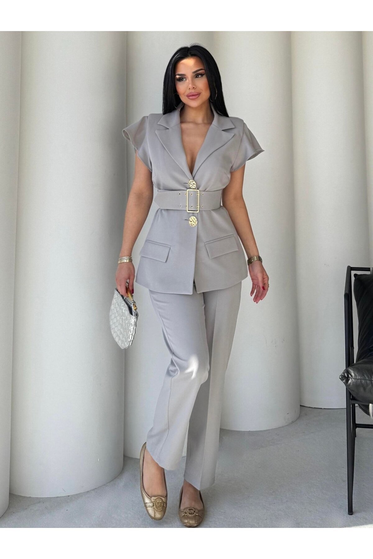 Vatkalı Yelek Pantolon İkili Takım