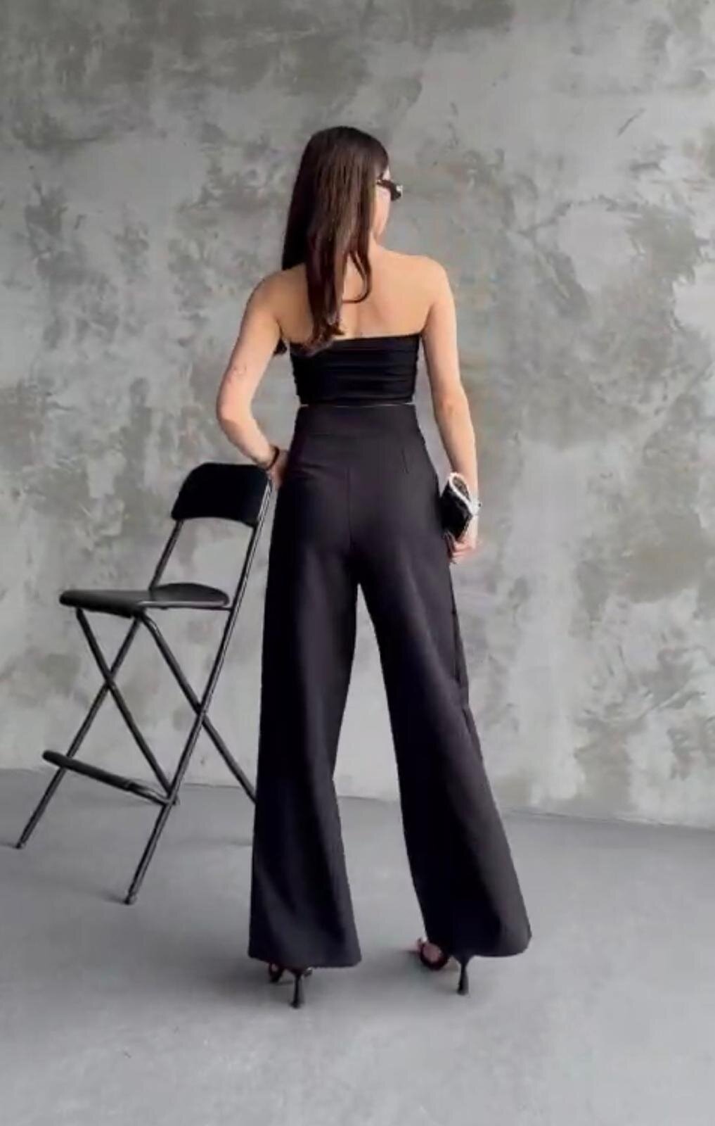 Yüksek Bel Cep Detay Rahat Pantalon