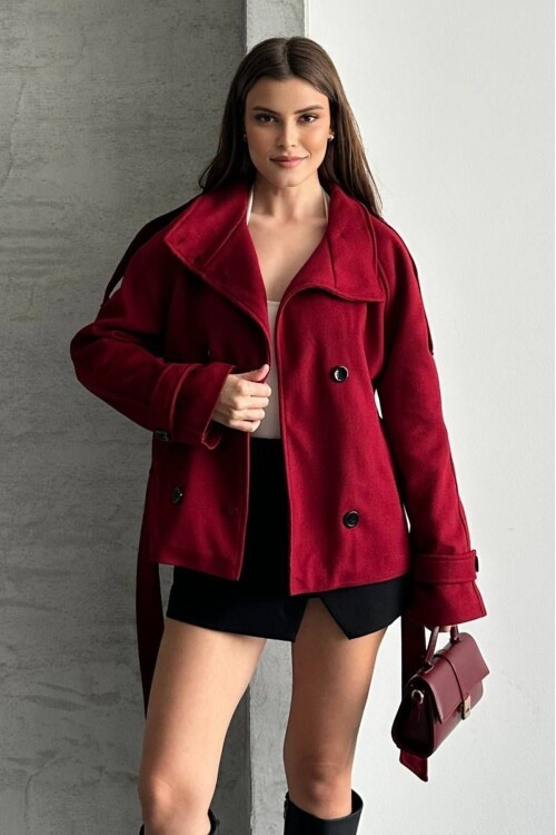 DÜĞMELİ KUŞAKLI KAŞE KISA KABAN