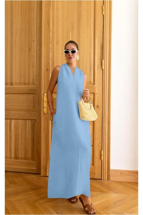 V Yaka Paraşüt Elbise