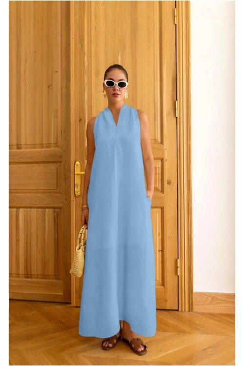 V Yaka Paraşüt Elbise