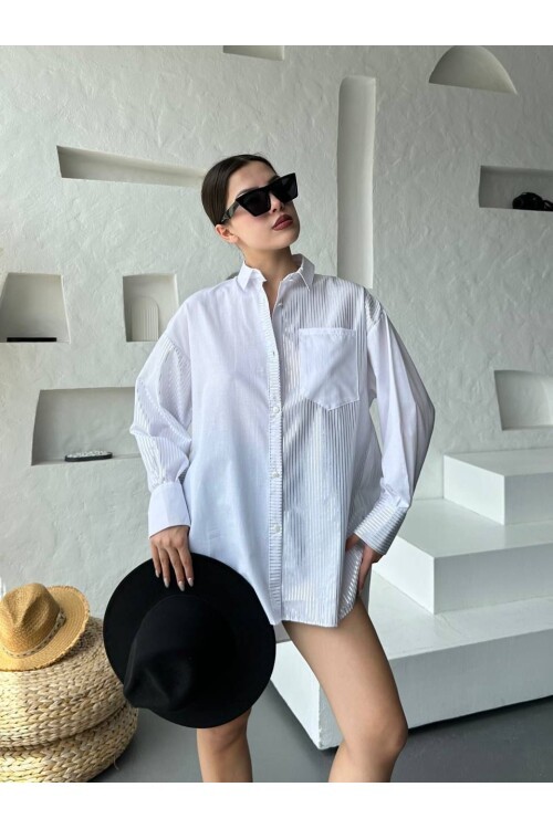 Çizgili Oversize Gömlek
