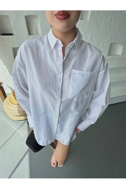 Çizgili Oversize Gömlek