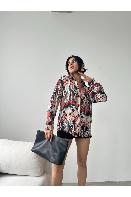Desenli Oversize Gömlek