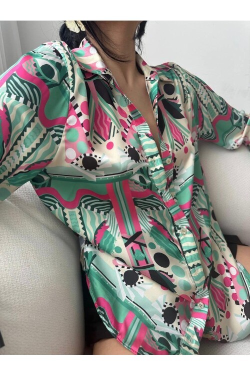 Desenli Oversize Gömlek
