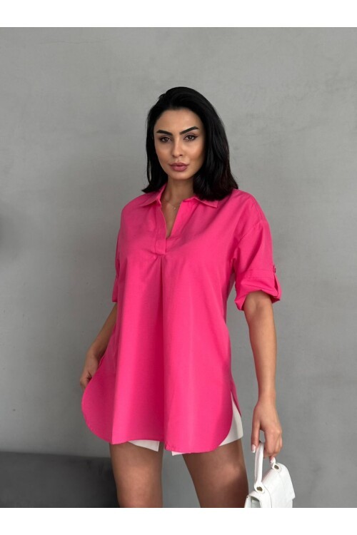 Yırtmaç Detaylı Tunik Gömlek