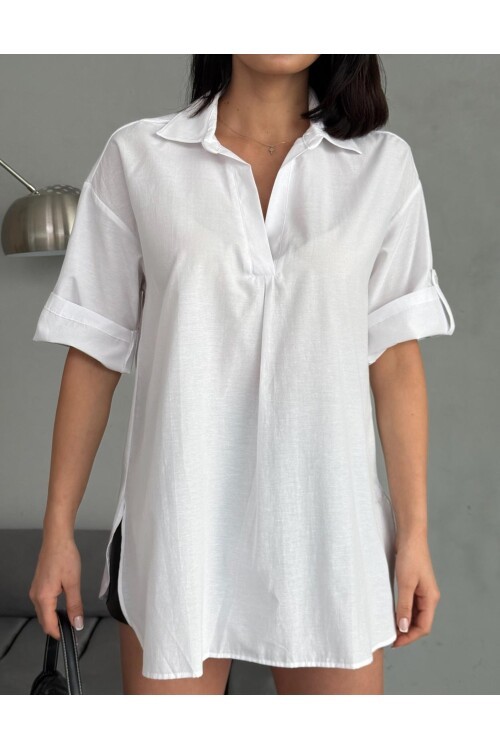 Yırtmaç Detaylı Tunik Gömlek