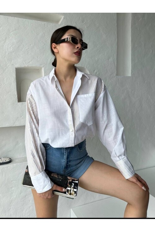 Oversize Çizgili Gömlek