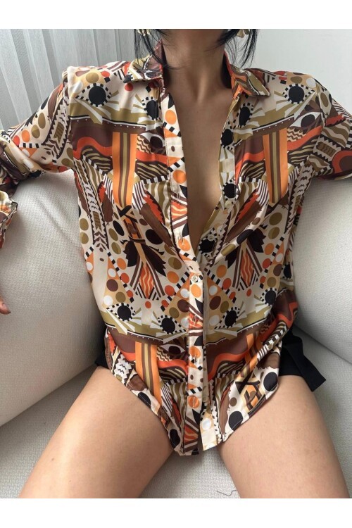 Desenli Oversize Gömlek