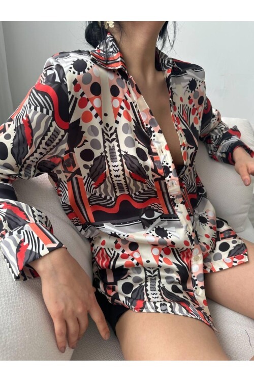 Desenli Oversize Gömlek