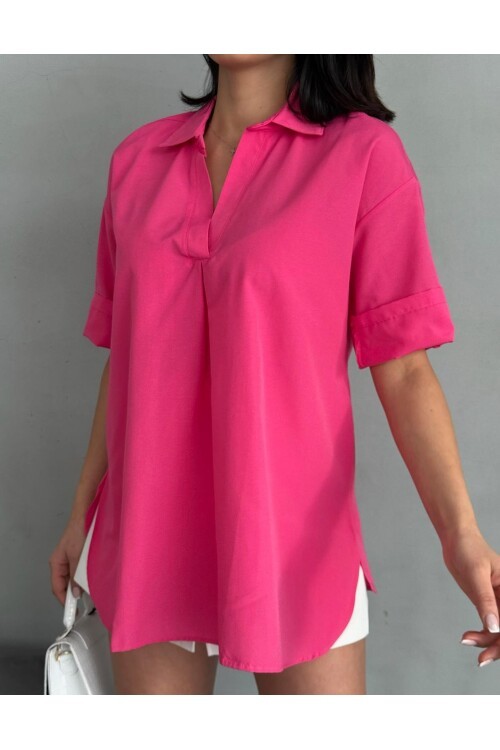 Yırtmaç Detaylı Tunik Gömlek