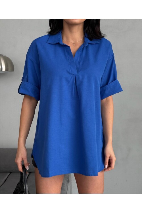 Yırtmaç Detaylı Tunik Gömlek