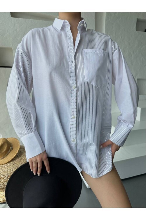 Çizgili Oversize Gömlek