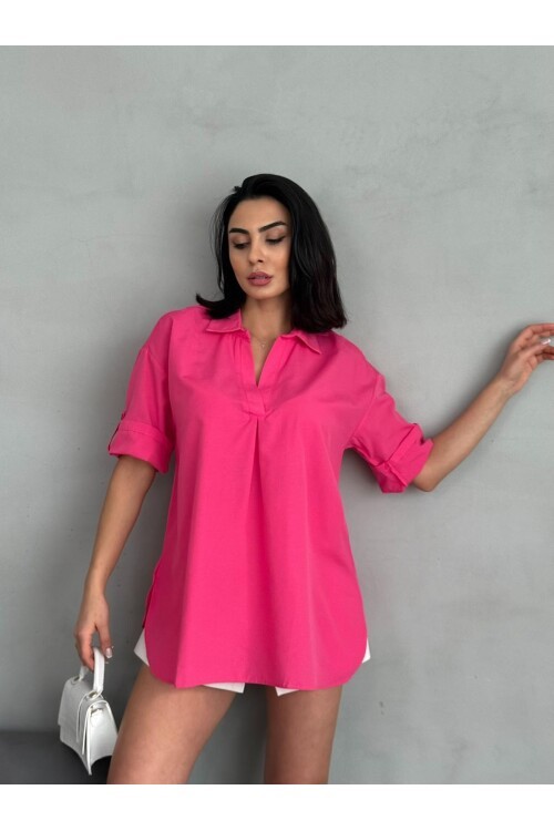 Yırtmaç Detaylı Tunik Gömlek