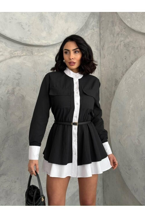 Kemer Detaylı Gömlek Elbise