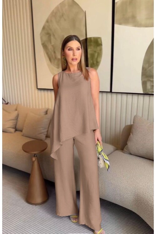 Asimetrik Bluz & Pantolon İkili Takım