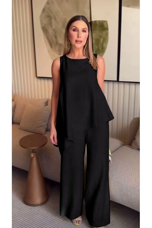 Asimetrik Bluz & Pantolon İkili Takım