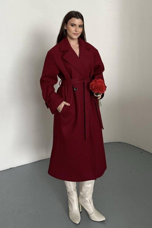 KUŞAKLI DÜĞME DETAYLI KAŞE KABAN