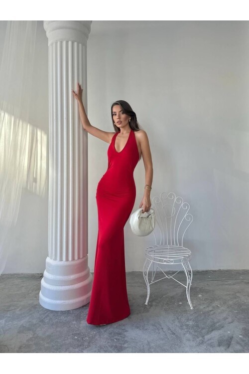 Maxi halter elbise