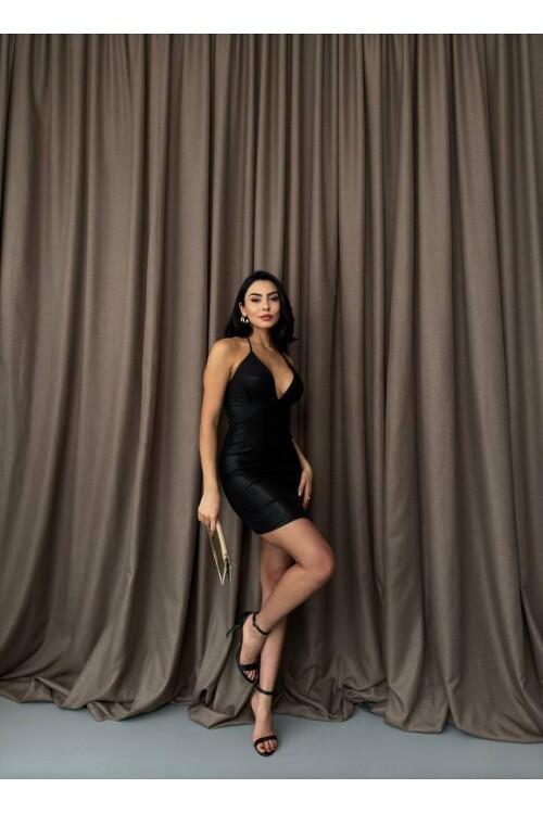 Yırtmaç Detaylı Mini Elbise